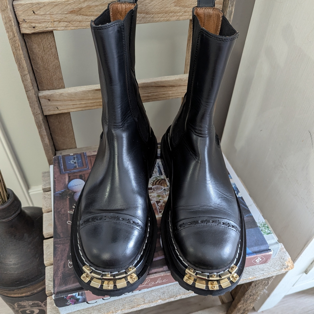 Leather Chelsea Moto Boots by Sandro Paris